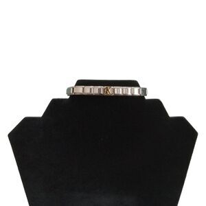 Vintage Silver Toned Composable Stainless Steel Metal Elastic K Initial Bracelet